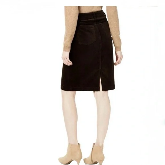 Charter Club Women's Vintage Corduroy Velvet Brown Pencil Skirt 12 Work Classic - Picture 3 of 9